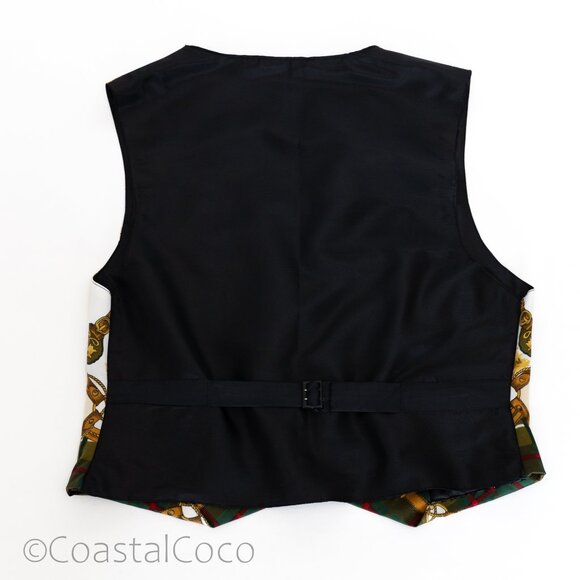 Vintage Cocker Spaniel Made in Spain Pet Dog Print Vest S/M Plaid Eclectic Vet - Picture 2 of 15